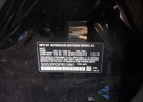 2023 BMW X3 xDrive30I z USA, uszkodzony, nr VIN 5UX53DP03P9S15841